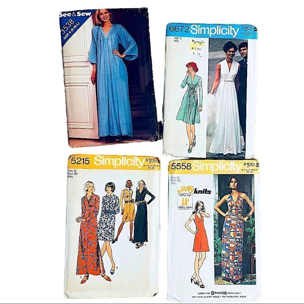 Early 1970s Dress Patterns Selection of 4.